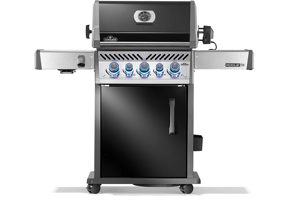 Napoleon Rogue PRO-S 425 schwarz Gasgrill inkl. Drehspieß mit Gusseisenroste